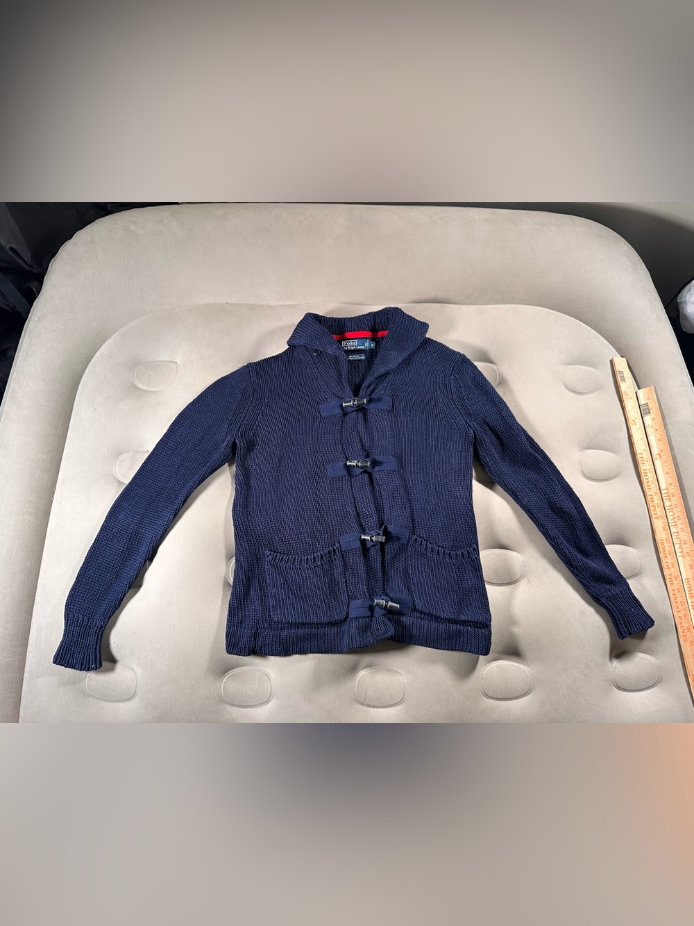Polo Ralph Lauren Vintage Heavyweight Cardigan Sweater Toggle Small Navy Blue